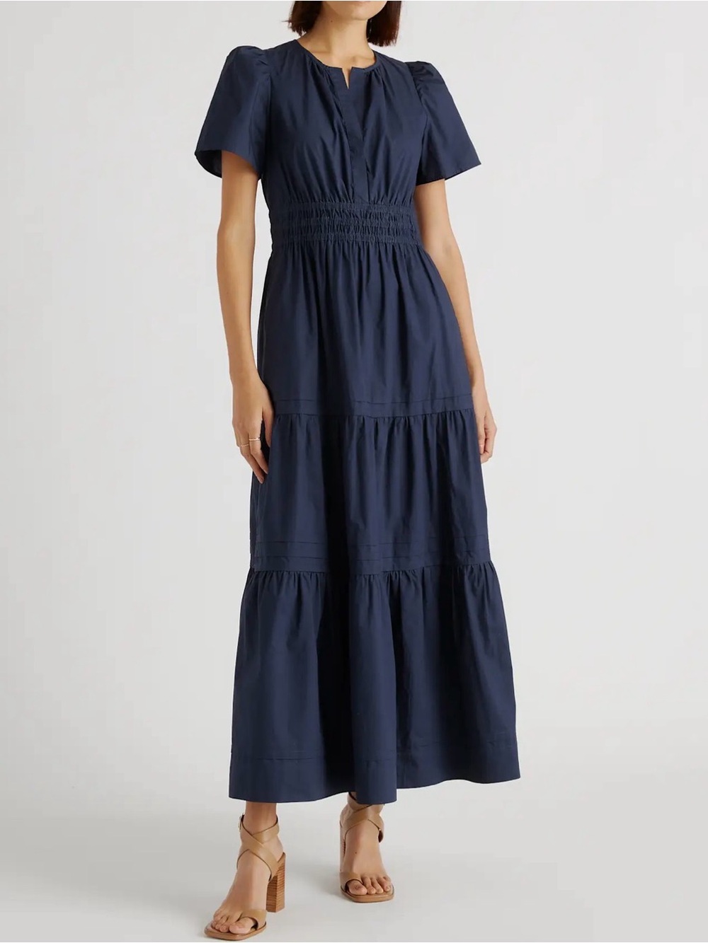 Women’s Navy Smocked Waist Tiered Maxi Dress size XL